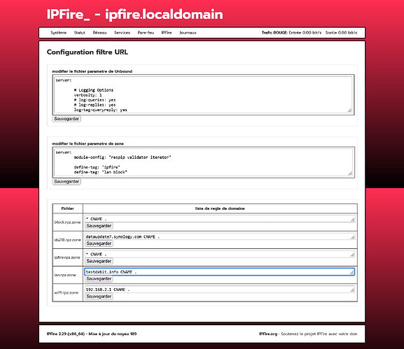 Configuration filtre URL